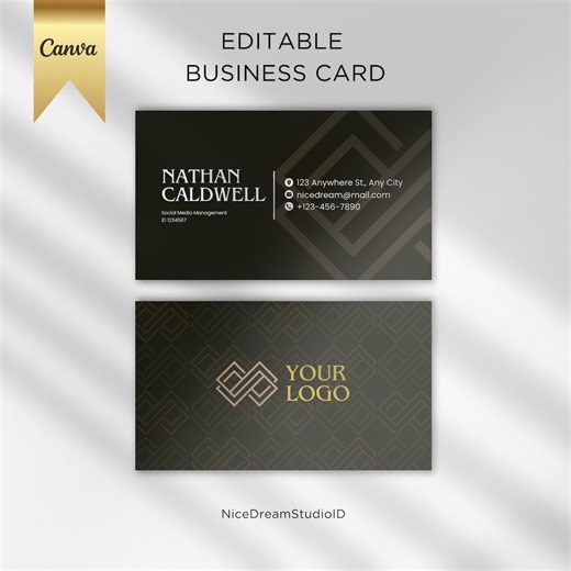 Luxury Gold & Black Business Card Template: Editable Canva Design (digital Download) - Etsy