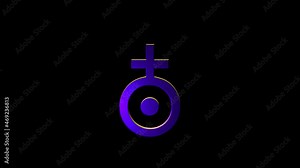 Alchemical Symbol For Regulus of Antimony-2 Ore Icon Animation. Purple text with alpha channel. Esoteric Alchemy symbology