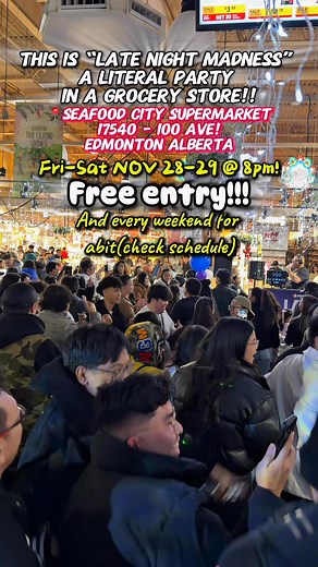 📍Seafood City Market 17540 - 100 Ave, Edmonton AlbertaFriday & Saturday NOV 28-29 @8PM & every weekend for a month@seafoodcitycanada seafoodcitycanada Get ready to indulge in Filipino street food, sing & dance the night away at Seafood City: Late Night Madness!Experience Filipino culture at its best: Filipino street food, music, and dancing! A free, family-friendly celebration at Seafood City!Get ready for Late Night Madness in Edmonton!Join us for a fun, family-friendly, alcohol-free community