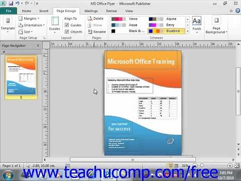 Publisher 2010 Tutorial Using Page Setup Microsoft Training Lesson 9.1