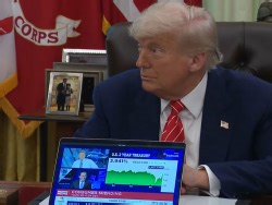 Trump Shows Off CNBC Touting Tariffs: "How The Hell Did They Cut Trade Deficit In Half In One Month?"