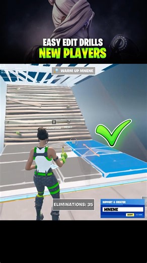 ✅EASY EDIT DRILLS MAP FOR BEGINNERS🚸 #fortnitemap #fortnitepractice #fortnitebeginner