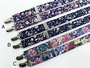 Blue Floral Suspenders Groomsmen, Navy Floral Braces Women, Female Best Man Suspenders, Female Groomsmen Suspenders, Women Suit Accessories - Etsy