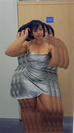 Cute Metallic Silver Dress Discovery in Dressing Room