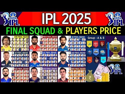 IPL 2025 - All Team Official Squad And Players Price | IPL Team 2025 Players List | IPL 2025 News