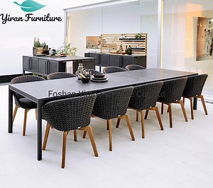 [Hot Item] Outdoor Garden Furniture Hotel Villa Resort Poolside Rope Woven Table Chair Modern Bar Sets