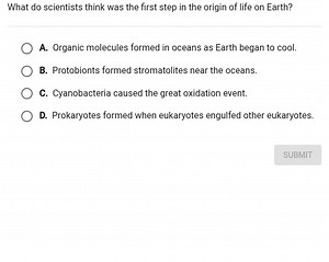 What do scientists think was the first step in the origin of li... | Filo