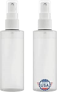 Plastic Spray Bottle Fine Mist 4 Oz – Refillable, Reusable, Portable Sprayer, Travel Size, Leak Proof for Household Use, Essential Oil, Cleaning Solution and Perfume (2 Pack, 120 ml)…