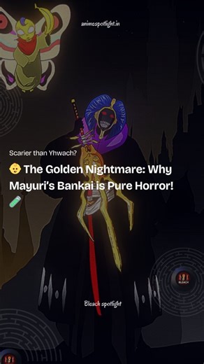 @bleach._spotlight on Instagram: "Scarier than Yhwach? Why Mayuri’s "Child" Bankai is a Living Nightmare! 😱 : Is there anything more "extraordinary" and terrifying than the sound of a giant baby crying? Since October 2004, Mayuri Kurotsuchi has proven that he doesn't need a "complex political" reason to be the most feared Captain. His Bankai is a "phenomenon" of "pure dominance"—a golden, caterpillar-bodied monster with the face of a child that exists only to poison and eat its victims alive! T