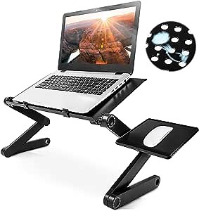 Adjustable Laptop Stand Portable Laptop Bed Tray 17" Foldable Computer Stand for Sofa & Bed Laptop Desk with Mouse Pad (Black)
