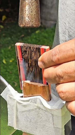 The process of making axe wedges and installing handles #woodworking