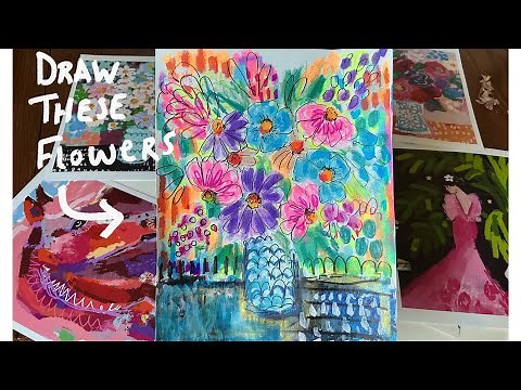 How to Draw a Bouquet of Flowers - step by step drawing tutorial for beginners
