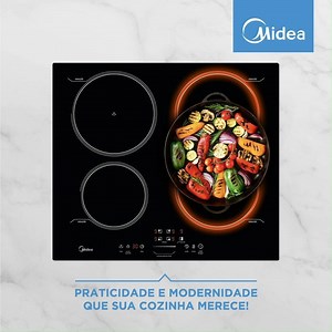 Cozinhe com mais praticidade e segurança! O Cooktop de Indução Midea Freezone, é a solução completa que a sua cozinha precisa. A tecnologia Freezone, conecta 2 bocas como se fossem uma única área, para diferentes formatos de panela. #SintaSeEmCasa #FiqueEmCasa #MideaDoBrasil | Midea