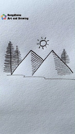 49K views · 401 reactions | Simple Mountain and Sun Pencil Drawing | Easy Scenery Sketch Tutorial | Rongdhonu Art and Drawing | Facebook