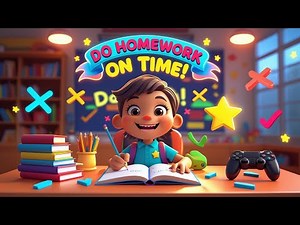 "Homework Time, Shine Time! | A Fun Poem for Kids to Do Homework on Time ✏️📚"