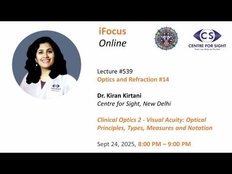 Visual Acuity - Optical Principles, Types, Measures &Notations- Dr. Kiran Kirtani, Sept 24, 8 PM IST