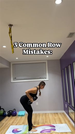 Shelby | Certified Strength & Nutrition Coach on Instagram: "Let’s talk rows… because they’re one of the BEST movements for your back, but only when you’re actually using your back. 💪 Here are 3 common row mistakes I see all the time... and how to fix them ⬇️ 1️⃣ Rounded low back: When your spine collapses, you lose power and put pressure where you don’t want it. Fix: Pause. Reset. Hinge from your hips and push your bodyweight back so your low back stays flat and supported. 2️⃣ Rowing way too f