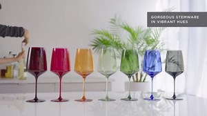 Viski Reserve Nouveau Cobalt Colored Wine Glasses - Crystal Cobalt Blue Glassware - 22oz Stemmed Wine Glasses Set of 2