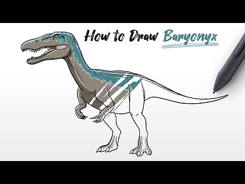 How to Draw a Baryonyx dinosaur from Jurassic World Dominion Easy Step By Step