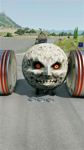 Colourful Long Capsule Buses vs Hydraulic Crush - BeamNG.drive #shorts #beamngdrive #bus