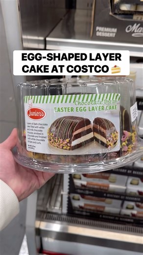 51K views · 555 reactions |  NEW Junior’s Easter Egg Layer Cake at Costco! This is the PERFECT Easter dessert! Features layers of dark chocolate cake filled with white & milk chocolate mousse, enrobed in chocolate and finished with white chocolate stripes and curls!! It’s SO GOOD!!!  Get 32oz. for $15.99! #costco #layercake #easterdessert | Costco Buys | Facebook
