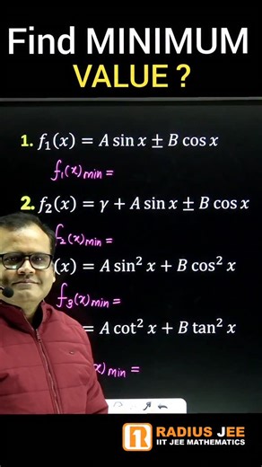 Er. Gyanesh rai on Instagram: "Minimum Value of Trigonometric Function JEE Maths । Learn Class 11 Class 12 JEE Main and Advance Maths by Er. Gyanesh Rai Sir । Reel-728 #trending #trendingreels #viralreels insta instagood instagram instadaily instalike instareels instareel reels integration class12 jee jeemain jeeadvanced maths explore integral math mathematics problemsolving learning study studytips ncert education reelsinstagram calculus mathstricks"