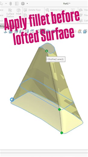 Hitesh Malviya on Instagram: "When applying fillet after the lofted surface the edges of your component is not looking good ....so you have to apply fillet before using any solid feature like the lofted surface......use fillet in your Sketch.... #solidworkstips #followus #malviyacad #instareels #cad #educationaltutorial #followformoreupdates"