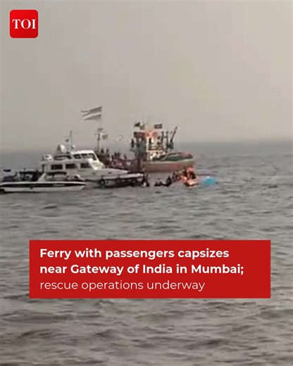One person has died, and 21 passengers have been rescued so far after ferry Neelkamal capsized near Uran and Karanja while en route to Elephanta Island from #Mumbai’s iconic Gateway of India. Initial reports suggest the ferry was carrying approximately 60 passengers, though the exact number remains unconfirmed. More details 🔗 http://toi.in/_2jyfa | The Times of India