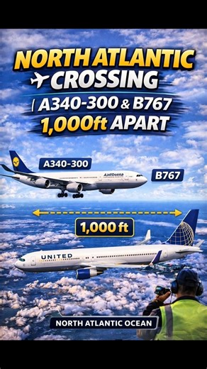 North Atlantic Crossing ✈️ | A340-300 & B767 1,000ft Apart #shorts#aviation #atlantic