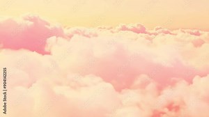 Animated pink clouds. Background with vanilla sky. Camera moving through pink clouds stops for a while and moving again to pink world Stock Video