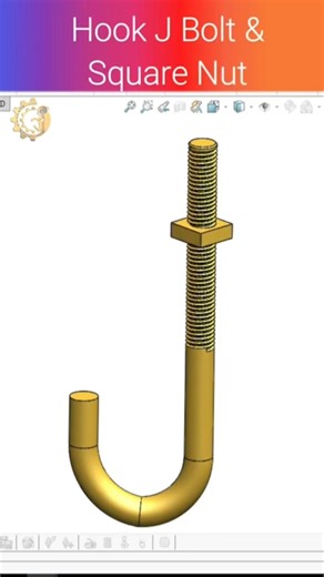 Hook J bolt & nut in Solidworks #cadmonkeys #shortsfeed #shrots #solidworks #reels #cad #viral