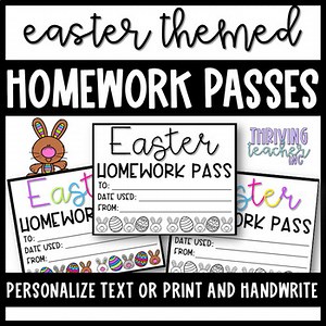 Homework Passes Easter Themed