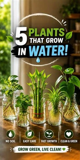 5 Plants You Can Grow in Just a Glass of Water. No soil needed. #gardeningtips #plants #garden