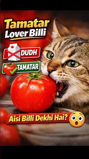 My Cat Loves Eating Tomatoes! 🐈🍅 | #uniqueCatHabits 🐱 Eating Tomato Like a Pro! #CatLovesTomato
