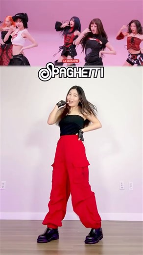 Lisa Rhee on Instagram: "LE SSERAFIM (르세라핌) ‘SPAGHETTI (feat. j-hope of BTS)’ 🍝 #EAT_IT_UP_SPAGHETTI #LESSERAFIM #SPAGHETTI @le_sserafim"