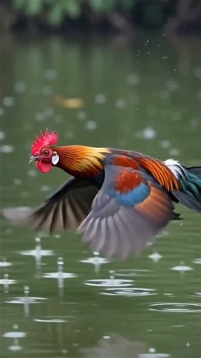 ไก่ป่าบินเหนือผิวน้ำ #ไก่ป่า #junglefowl #ayamhutan #gàrừng