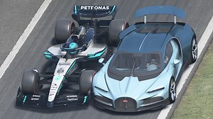 George Russell Mercedes F1 2025 vs Bugatti Tourbillon at Monza | Raceluxius Horizon