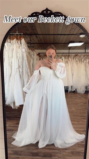 Oh Hey dream dress, ive been waitin for you 😩😍✨ #wildrosebridal #weddingdress #weddinginspiration #bridalstore #weddingdressesitriedonbutdidntpick #weddingplanning #springweddinginspo #longsleeveweddingdress #offshoulderweddingdress | Wild Rose Bridal Effingham