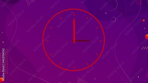 Abstract colorful clock animation on colorful background. Clock Counting Down 24 Hour Day Fast Speed. Clock with moving arrows. Clock time lapse UHD 4K Animation.