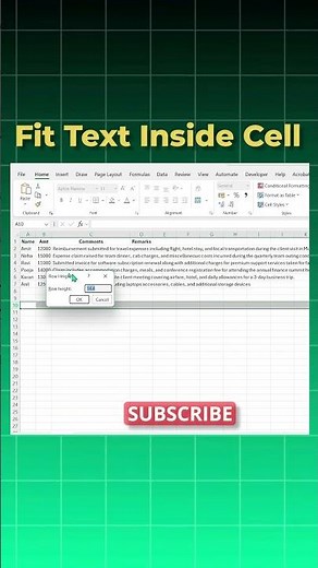 Wrap Text Without Expanding Rows — Excel Hack #excel #tutorial