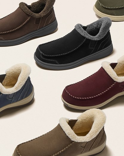 Comfy slippers for you and the whole family too! #HandsFreeSlippers #ArchSupport #CozySeason #GiftIdeas #Orthofeet | Orthofeet