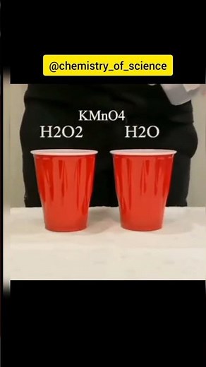 H2O And H2O2 both add KMNO4 with reaction in the glass #scienceoutreach #sciencefun #greatteaching