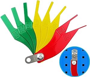 WHEEL CONNECT Brake Lining Thickness Gauge, Measuring Tool for Both Disc and Drum Brake Pads, Made of Steel, 3 Color-Coated, with Hanging Tag.