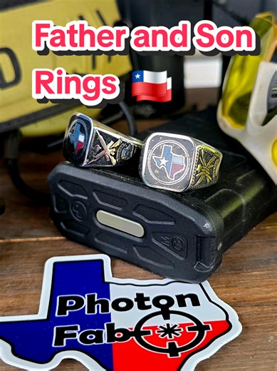 Custom Texas themed Father and Son Rings. @harley⁶⁴OG #rings #westernjewlery #texasmade #engraved #engravedjewelry