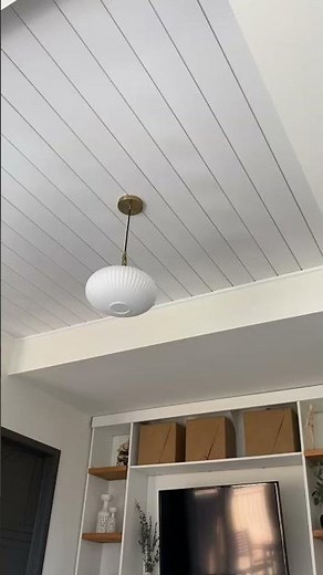 Hate your popcorn ceiling? Install shiplap for a custom look #ceiling #ceilingdesigns #shiplap
