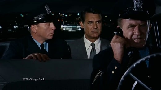 Grant’s discreet nudge to his co-star during the rear projection sequence highlights both his professionalism and his charm. Rather than breaking the illusion, the gesture enriches the scene, reminding us of the collaborative dance behind classic Hollywood filmmaking.North by Northwest (1959)