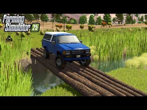 Building a log bridge across river - (Grandpas Ranch)