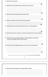 Define the term enzyme.Describe the main features that all en... | Filo