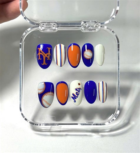 New York Mets Press on Nails, MLB Baseball for Game Day Nails - Etsy