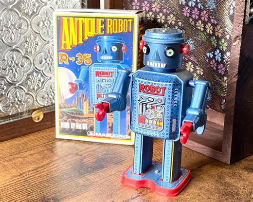 Vintage R-35 Robot Tin Wind-up Toy Masudaya Kitahara Collection Boxed R-35 ロボット ブリキ玩具 マスダヤ ゼンマイ 北原コレクション 復刻版 元箱付 - Etsy